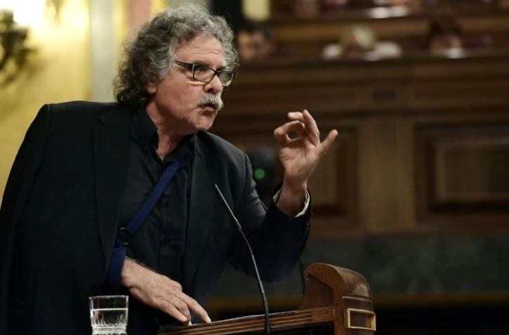 Le député Joan Tarda, de la Gauche républicaine de Catalogne (ERC, indépendantiste)s'adresse au Parlement à Madrid, le 11 octobre 2017