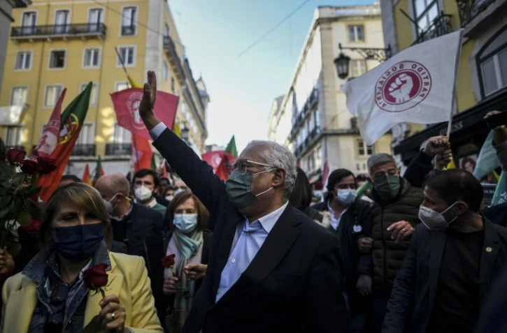 Le Premier ministre portugais Antonio Costa en campagne à Lisbonne, le 28 janvier 2022