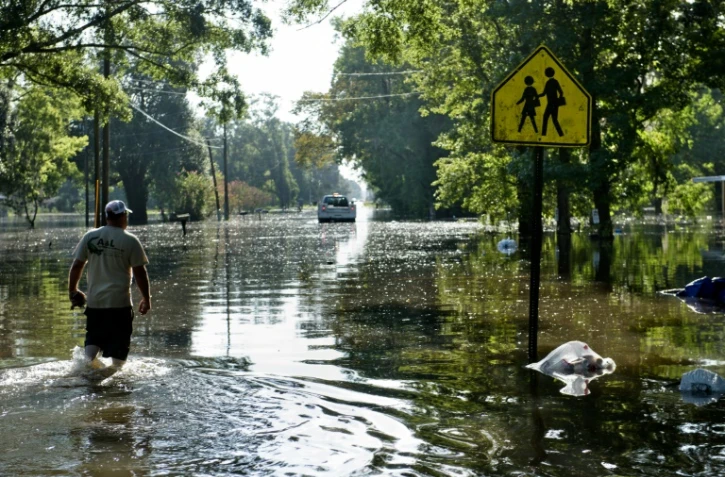 Une rue inondée de Gonzales, en Louisiane, le 16 août 2016