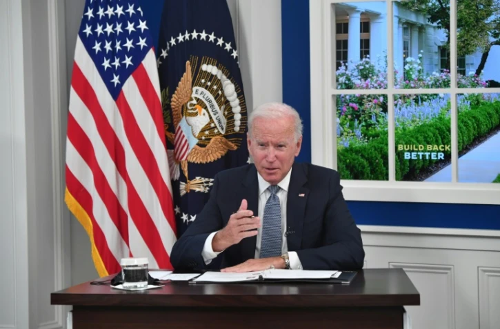 Le président américain Joe Biden lors d'une réunion avec des grands patrons à la Maison Blanche, consacrée à la menace d'un défaut de paiement des Etats-Unis, le 6 octobre 2021