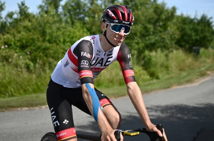 Le Slovène Tadej Pogacar prépare le Tour de France sur les routes danoises à Koge, le 29 juin 2022, à deux jours du grand départ