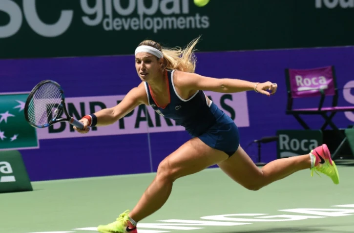 La Slovaque Dominika Cibulkova lors de la finale du Masters de Singapour, le 30 octobre 2016 face à l'Allemande Angelique Kerber