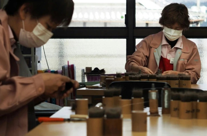 L'atelier de pinceaux Tesshu Takemori, créé en 1952 par son père à Kumano, à environ 20 km de Hiroshima, le 16 janvier 2017