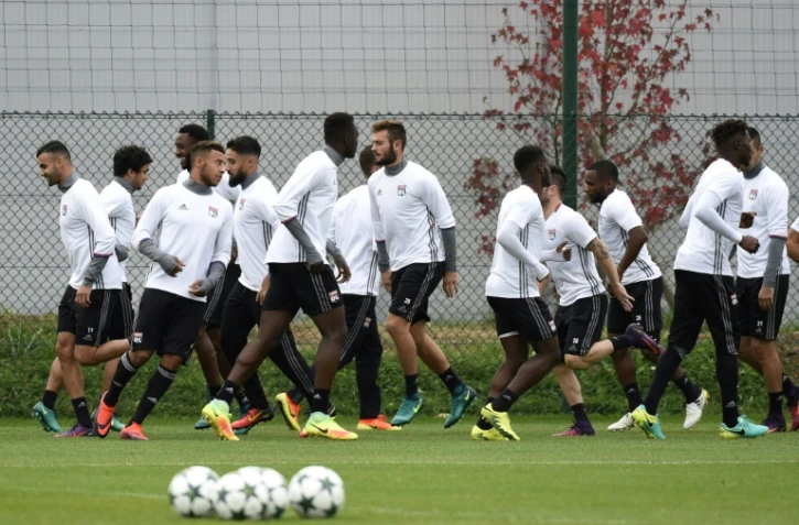 Les Lyonnais à l'entraînement au Parc OL, le 17 octobre 2016, à la veille du choc contre la Juventus en Ligue des champions