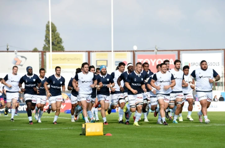 Les joueurs du Racing 92 à l'échauffement, le 8 octobre 2016 à Colombes avant un match contre le Stade Français