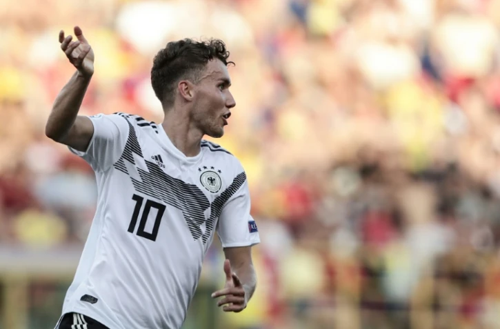 L'attaquant allemand Luca Waldschmidt buteur lors de la demi-finale de l'Euro Espoirs face Ă la Roumanie, Ă Bologne, le 27 juin 2019