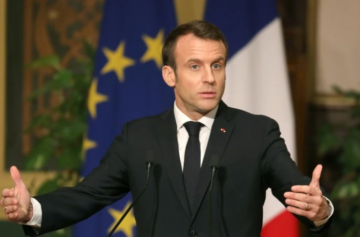 Le président français Emmanuel Macron lors d'une conférence de presse au Caire, le 28 janvier 2018