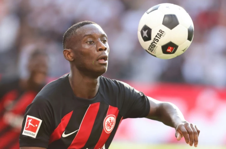 L'attaquant français de l'Eintracht, Randal Kolo Muani, lors d'un match contre Darmstadt, le 20 août 2023 à Francfort