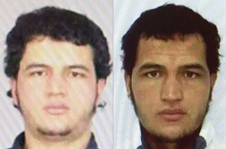 Montage de photos du Tunisien Anis Amri, suspecté d'être l'auteur de l'attentat au camion-bélier à Berlin, le 19 décembre 2016