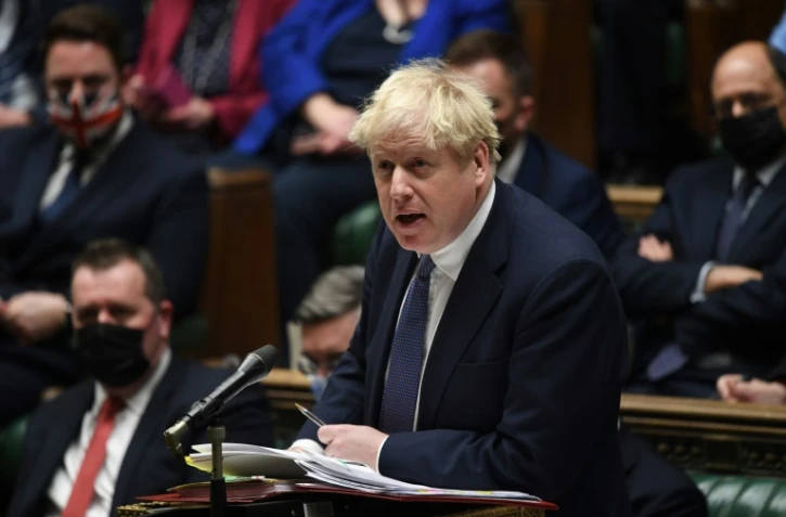 Le Premier ministre britannique Boris Johnson lors d'une séance au Parlement, le 5 janvier 2022