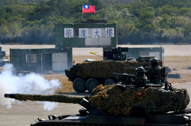Véhicules blindés taïwanais lors d'un précédent exercice le 19 janvier 2021 à Hsinchu 