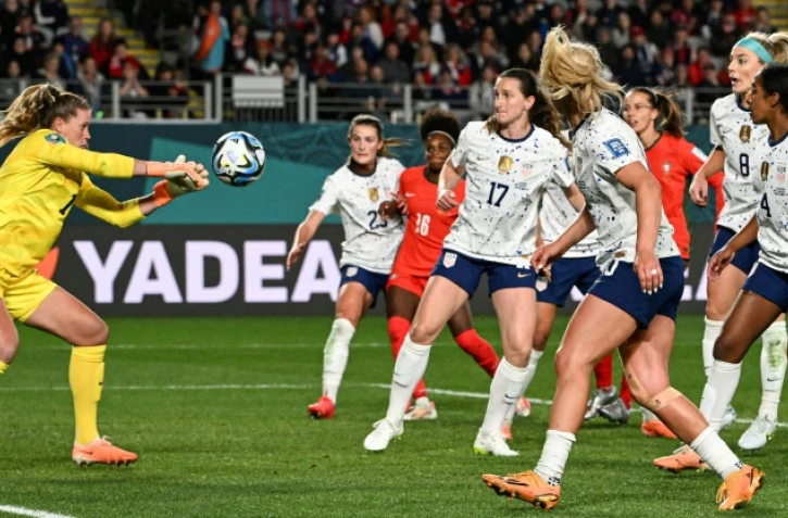 La gardienne américaine Alyssa Naeher pendant le match du Groupe E du Mondial féminin entre le Portugal et les Etats-Unis à Auckland, le 1er août 2023.