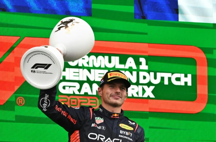 Le pilote néerlandais Max Verstappen, vainqueur de sa 9e course consécutive, au GP des Pays-Bas, le 27 août 2023 à Zandvoort
