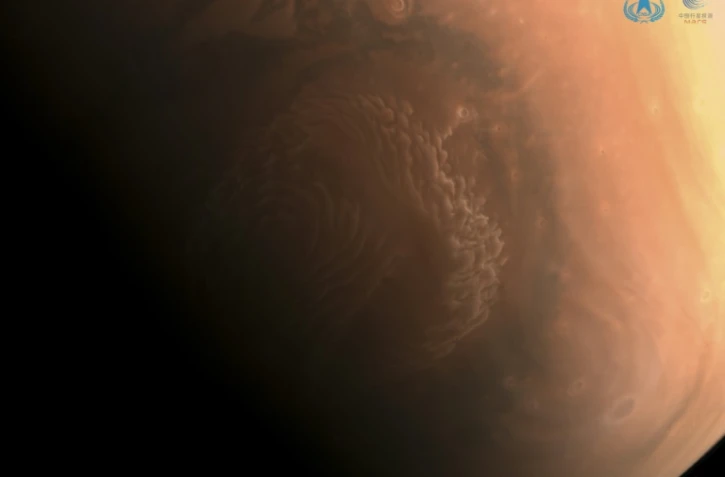 Photo de la planète Mars non datée, prise par la sonde Tianwen-1 et fournie par le Département national chinois de l'espace le 3 mars 2021