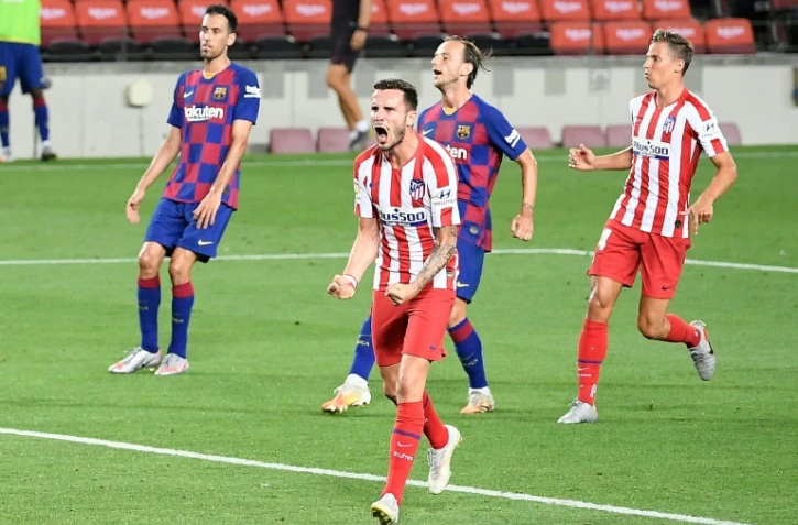 L'Atlético Madrid, porté par un doublé de Saul Niguez (c), a accroché le Barça au Camp Nou, lors du choc de la dernière journée de Liga, le 30 juin 2020