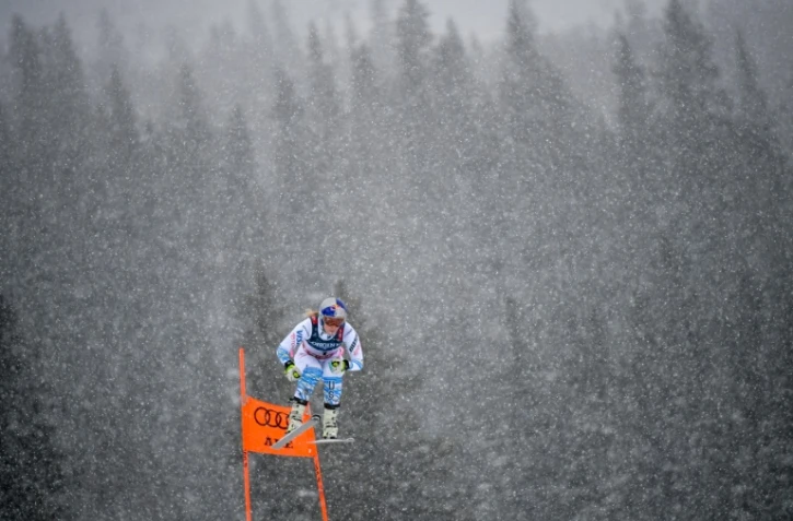 L'Américaine Lindsey Vonn lors de la descente du combiné, le 8 février 2019 aux Mondiaux d'Are, Suède