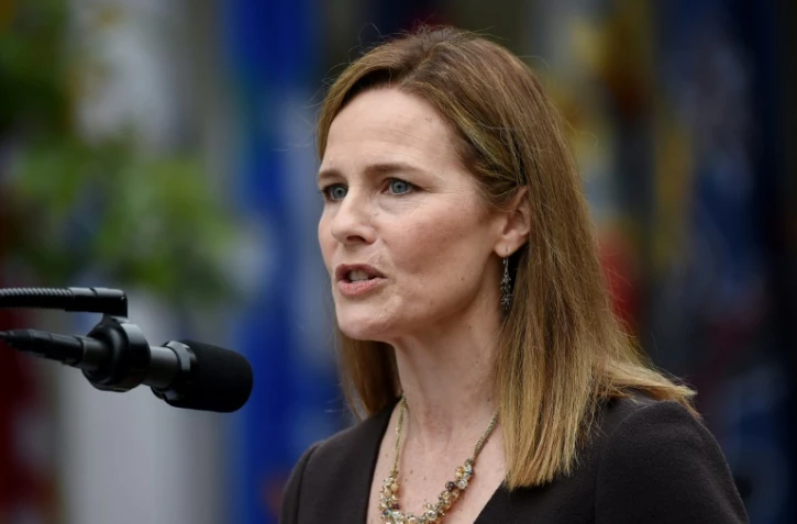 La juge Amy Coney Barrett à la Maison Blanche lors de sa nomination par le président Donald Trump pour siéger à la Cour suprême, samedi 26 septembre 2020