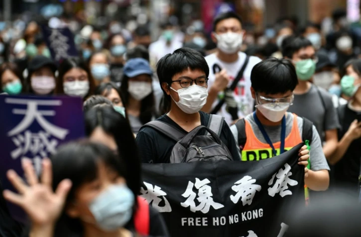Des manifestants à Hong Kong le 24 mai 2020 pour dénoncer le projet de Pékin sur la "sécurité nationale"