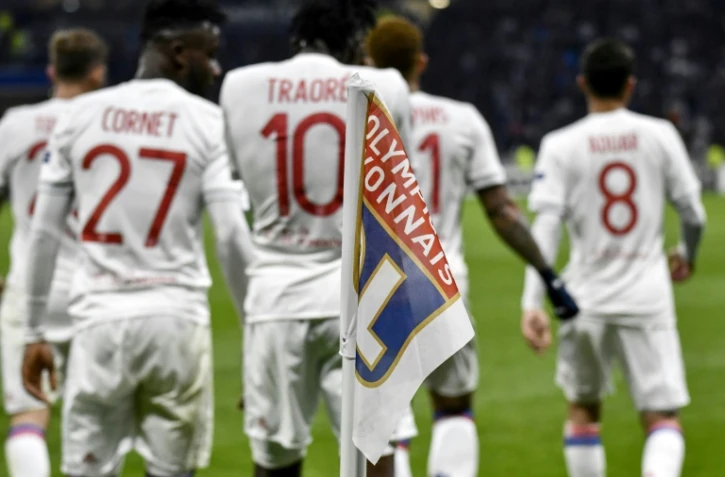 Les joueurs lyonnais après un but de Bertrand Traoré contre Everton, le 2 novembre 2017 à Lyon