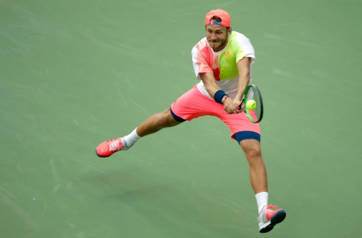 Lucas Pouille face à Rafael Nadal en 8e de finale de l'US Open, le 4 septembre 2016 à New York