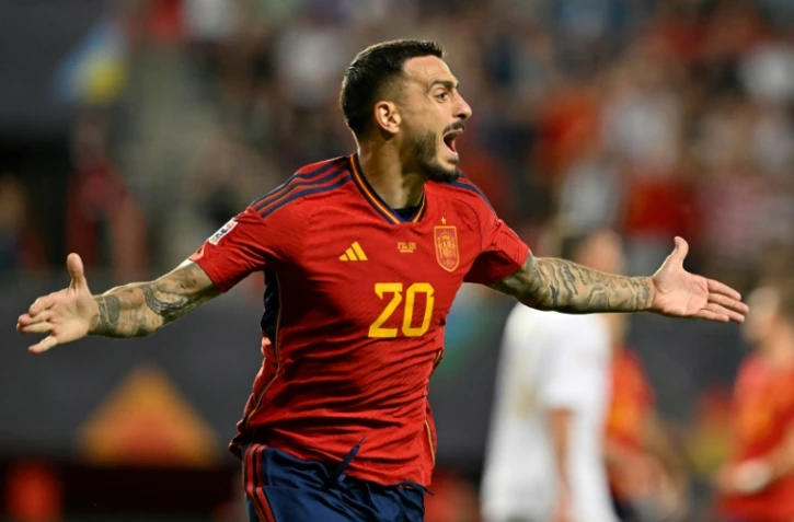 L'attaquant espagnol Joselu vient de marquer le but de la victoire contre l'Italie en demi-finale de la Ligue des nations, le 15 juin 2023 à Enschede