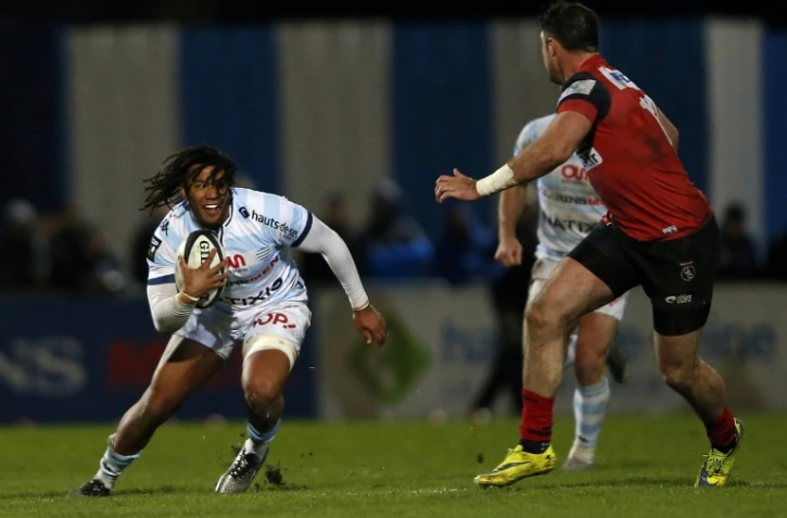 Teddy Thomas, ailier du Racing 92, lors du match de Top 14 contre Oyonnax, le 30 janvier 2016 Ă Colombes