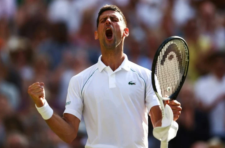 Le Serbe Novak Djokovic vainqueur du Britannique Cameron Norrie en demi-finale de Wimbledon, le 8 juillet 2023