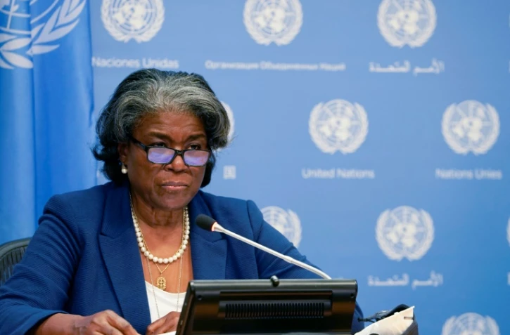 L'ambassadrice américaine aux Nations unies, Linda Thomas-Greenfield aux Nations-Unies à New York le 1er mas 2021