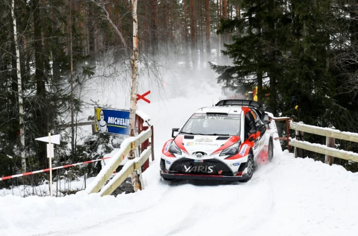 Le Finlandais Jari-Matti Latvala (Toyota) lors de la 17e spéciale du Rallye de Suède, le 12 février 2017 à Likenas