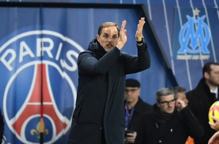 L'entraîneur du PSG Thomas Tuchel lors de la victoire à domicile 3-1 sur Marseille en 29e journée de L1 le 17 mars 2019