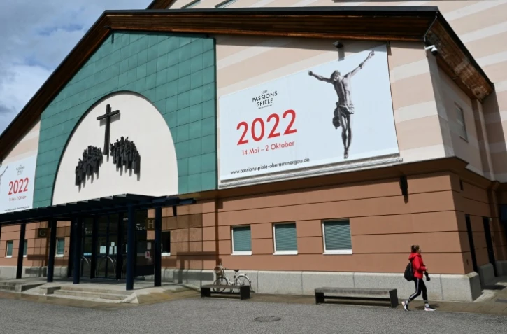 Le théâtre d'Oberammergau, dans le sud de l'Allemagne, où se joue la pièce sur la passion du Christ, le 4 mai 2022