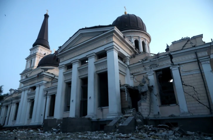 La cathédrale d'Odessa touchée par une frappe de missile russe, le 23 juillet 2023