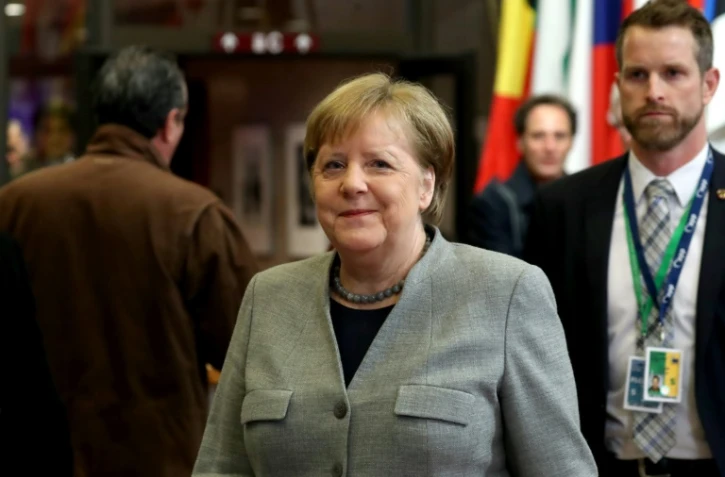 La chancelière allemande Angela Merkel quitte le sommet européen de Bruxelles le 21 février 2020.

