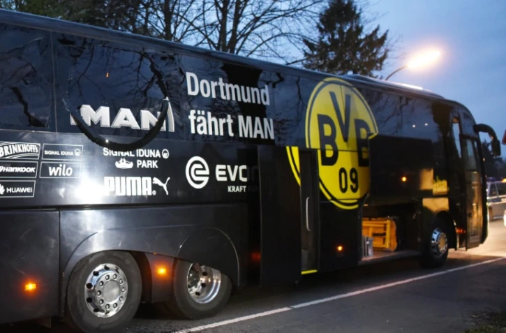 Le bus du Borussia Dortmund attaqué à Dortmund, le 11 avril 2017