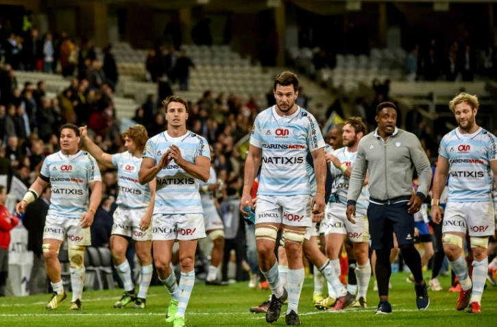 Les joueurs du Racing 92 à l'issue de leur match remporté face à Clermont, le 25 mars 2017 à Villeneuve-d'Ascq
