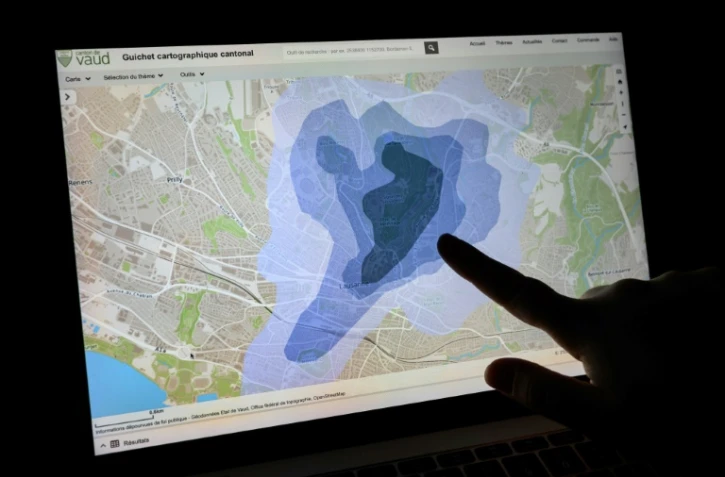Un plan de la zone polluée à la dioxine au centre de Lausanne, le 15 octobre 2021
