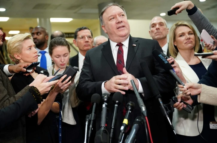 Le secrétaire d'Etat américain Mike Pompeo s'adresse aux journalistes au Congrès à Washington, le 28 novembre 2018