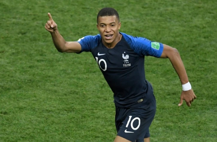 Kylian Mbappé buteur contre la Croatie en finale du Mondial à Moscou, le 15 juillet 2018