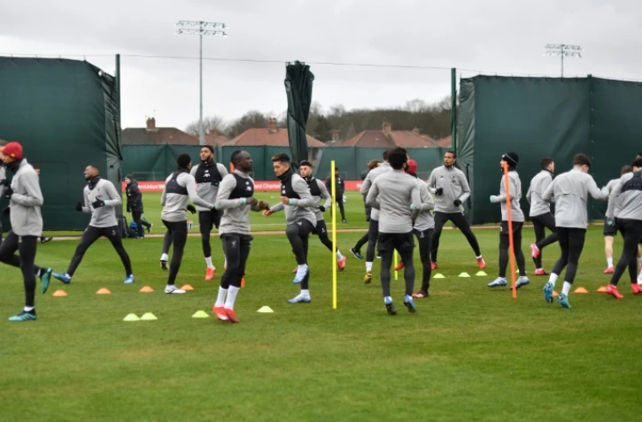 Les joueurs de Liverpool à l'entraînement, le 10 mars 2020