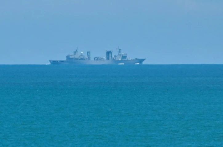 Un navire militaire chinois au large de l'île de Pingtan, le point du continent le plus proche de Taïwan, le 5 août 2022