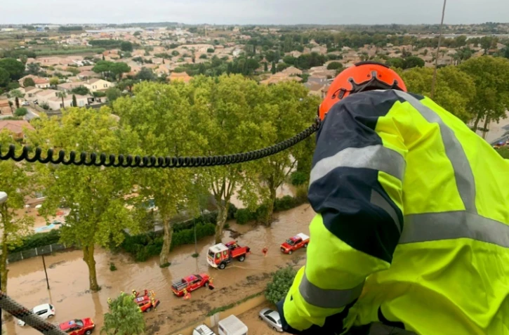 Photo diffusée par la Sécurité civile le 23 octobre 2019 des inondations à Villeneuve-les-Béziers