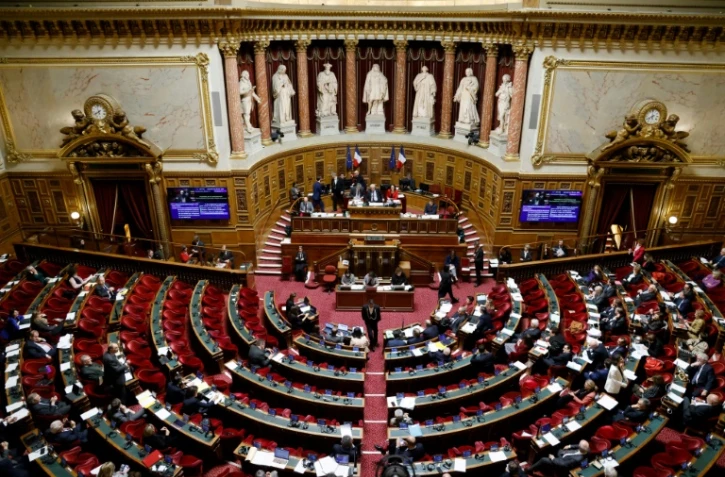 Une vue générale du Sénat lors d'un débat, à Paris, le 1er février 2023
