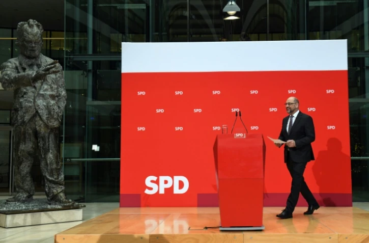 Le leader du SPD Martin Schulz s'apprête à donner une conférence de presse à Berlin, le 1er décembre 2017