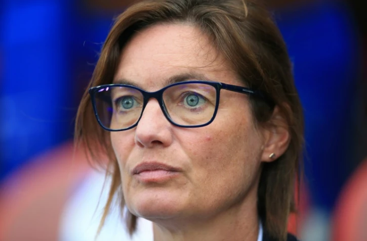La sélectionneuse de l'équipe de France Corinne Diacre, lors du quart de finale de l'Euro face au Pays-Bas, le 23 juillet 2022 à Rotherham