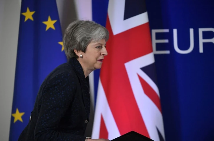 La Première ministre britannique Theresa May, le 22 mars 2019 lors d'un sommet européen consacré au Brexit, à Bruxelles