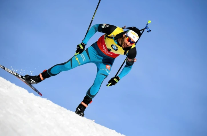 Le biathllète Martin Fourcade lors du 10 km sprint aux Mondiaux, le 11 février 2017 à Hochfilzen (Autriche)