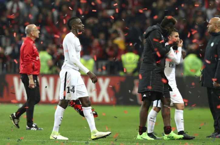 Blaise Matuidi et le PSG quittent l'Allianz Riviera sur une défaite devant l'OGC Nice, le 30 avril 2017