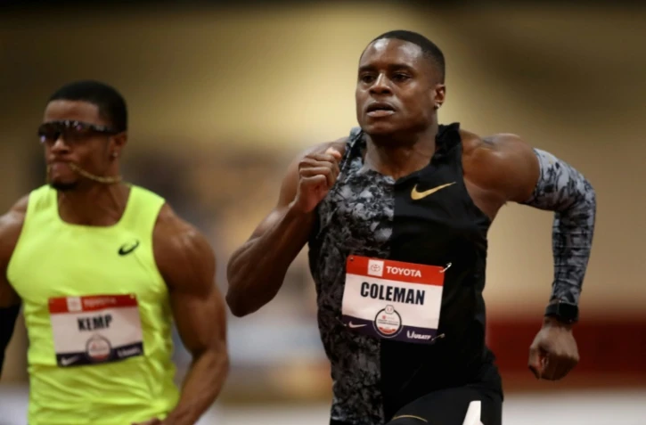 Christian Coleman aligné sur 60 m lors des Championnats américains indoor d'Albuquerque, au Nouveau Mexique