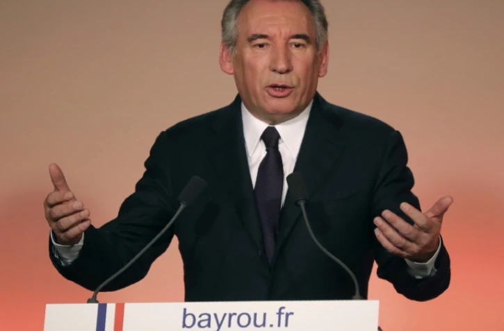 François Bayrou, lors de la conférence presse scellant l'alliance avec Emmanuel Macron, le 22 février 2017 à Paris