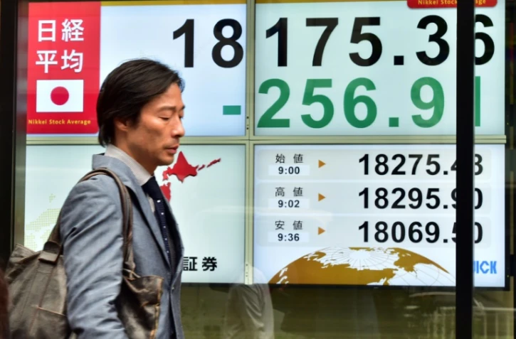 Le tableau des changes le 18 septembre 2015 à Tokyo